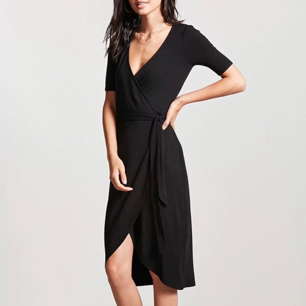 Black Wrap Dress Midi